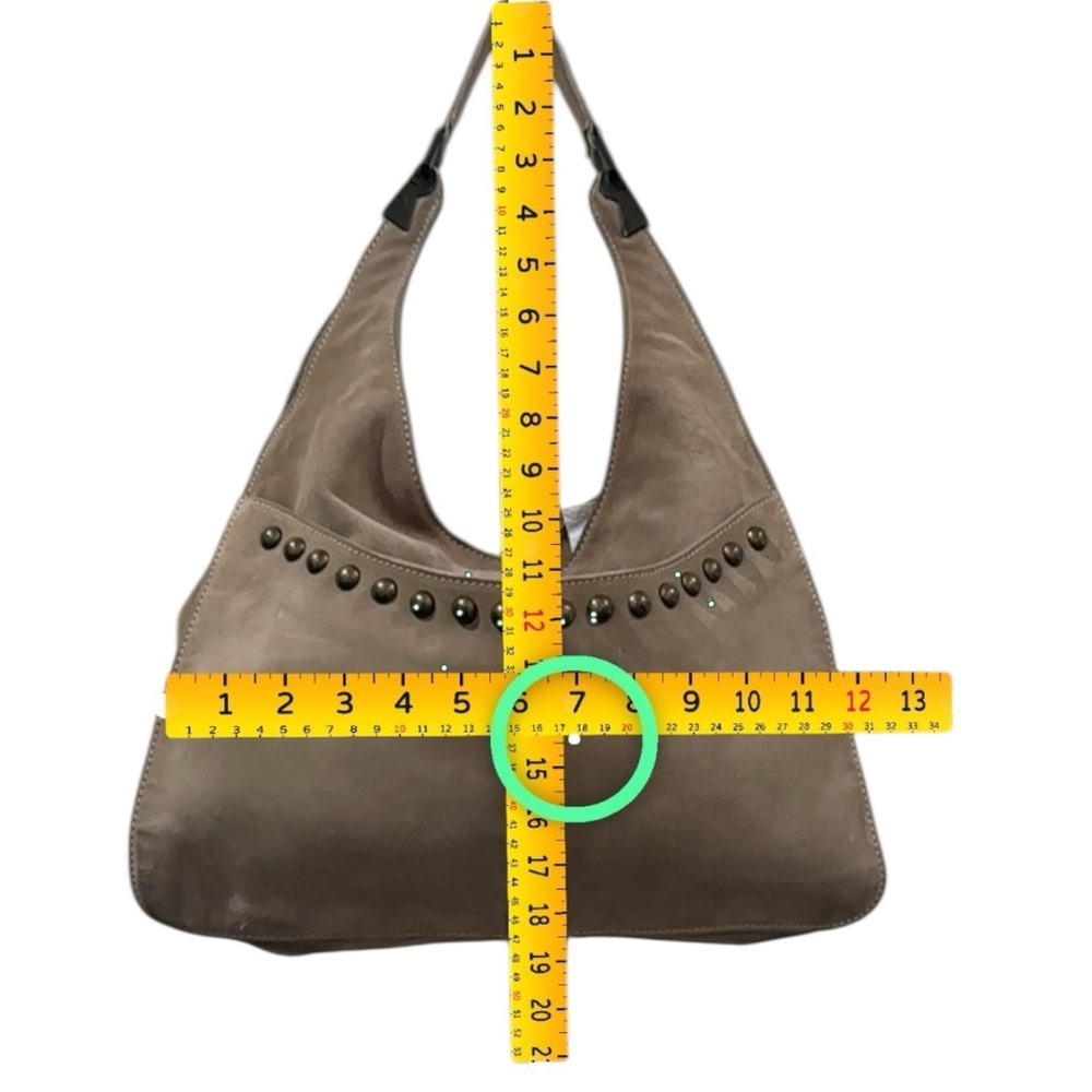 SOLD - Rosetti taupe suede studded hobo handbag, suede - Picture 9 of 15